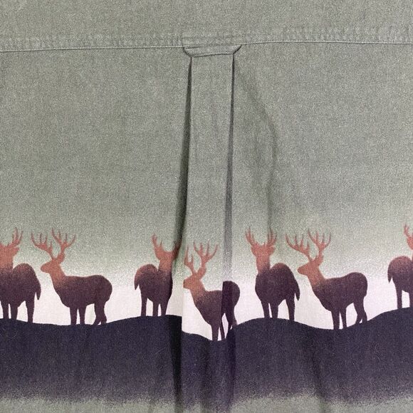 Woolrich Mens Sz 2XL Green Long Sleeve Button Down Graphic Deer Print Shirt - Picture 7 of 12